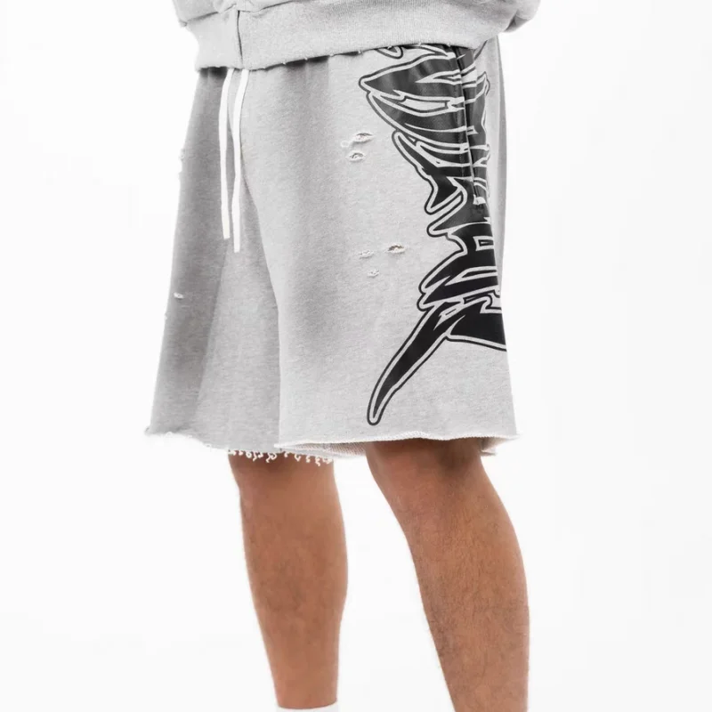 Retro Letter Printed Mixed Emotion Shorts Ripped do old looped Pants Men's Women's Capri Short Sweatpants Couple Trourers