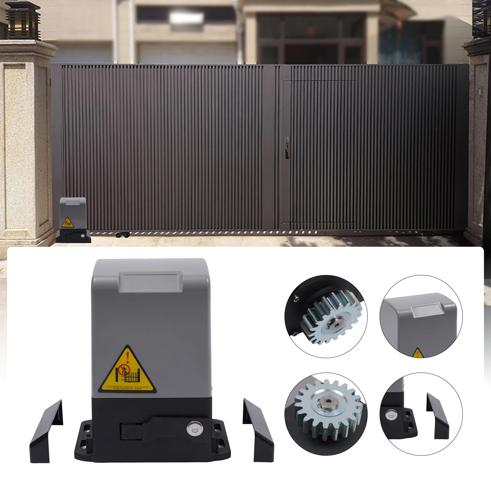 370W Electric Automatic Sliding Gate Opener 1322 lbs w/ Motor Remote Control Kit 1400r/min