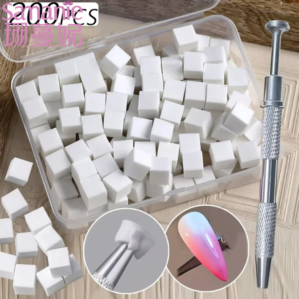 Nail Art Sponge Soft Sponges Gradient Nail Art Stamper Tools Set Color Fade Manicure DIY Creative Nails Sponge Gripper Tools