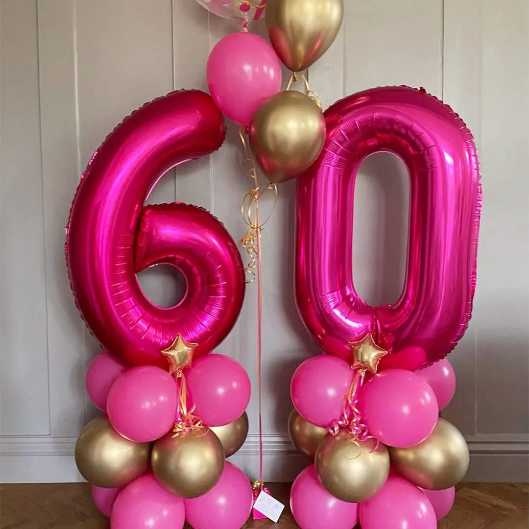 40 Zoll Heiße Rosarote Zahlenballons, Große Riesige Zahlen-Folienballons für Helium, Geburtstagsfeier, Feier, Dekoration, Große Globos – Detail 7