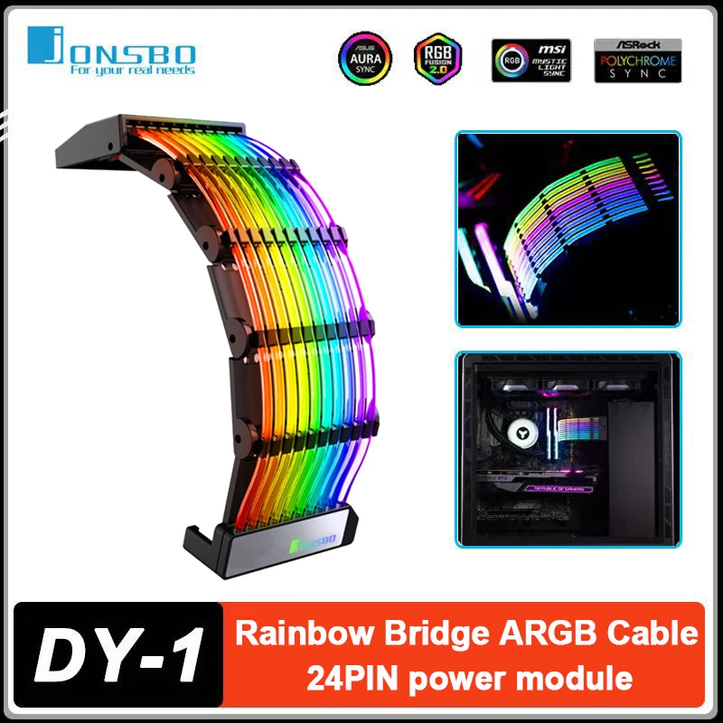 

JONSBO DY-1 Rainbow Bridge 24Pin Motherboard ARGB Cable 5V ARGB Interface Light Synchronization Chassis Light Decorative Line