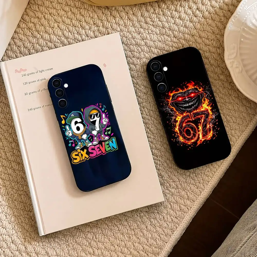 fashion 67 cool six seven Black Soft Silicone Phone Case for Samsung A73 20,21,22,31,32,52,53,72
