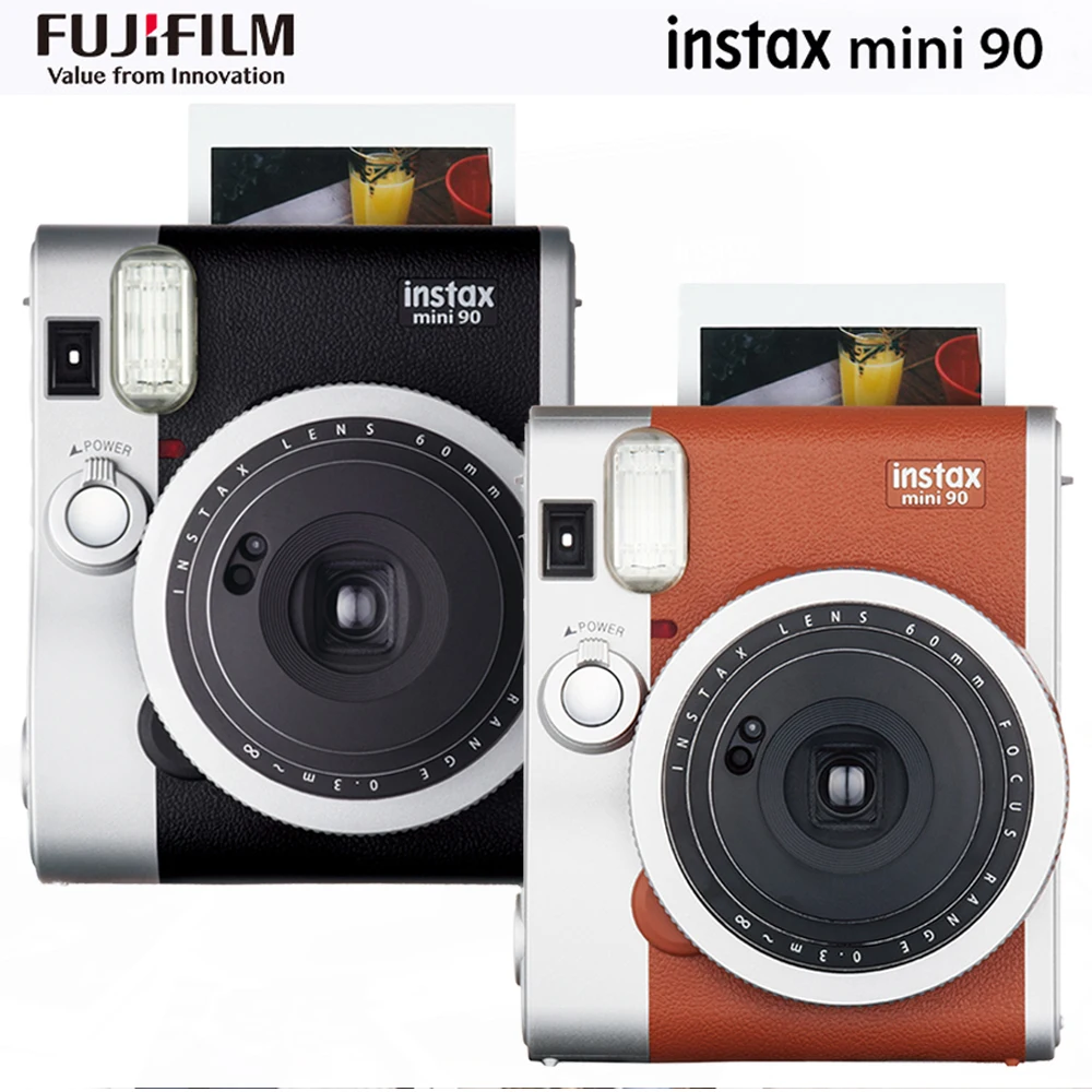 

Fujifilm Instax Mini 90 Neo Classic Camera Instant Cameras Portable for Birthday Present Black / Brown (Film Pack Optional)