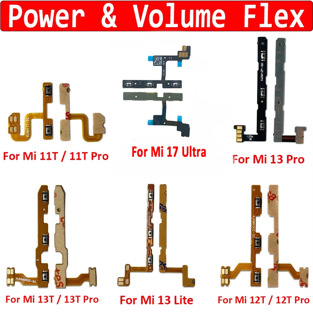NEW Power Switch On/Off Button Volume Key Button Flex Cable For Xiaomi Mi 14 9T 10 11T 12T 13T 17T Pro 12 Lite 13 11 17 Ultra