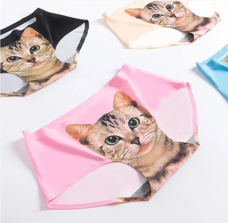 Brand 3D Cat Cartoon Girls Underwear Panties Kids Underwear Stretch Ice Silk Briefs Young Girls Underwear Calcinha Infant Panty