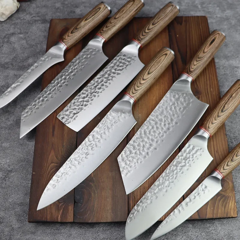 

Forged Kitchen Knife Set 1-7pcs Chef Knives Stainless Steel Boning Nakiri Santoku Knife Meat Fish Fruit Cutting Knife