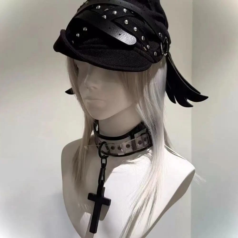 Angel Divine Punishment Stack Hat Dark Punk Hunting Rivets Abi Hat Gothic Style Ins Wings Samurai Retro