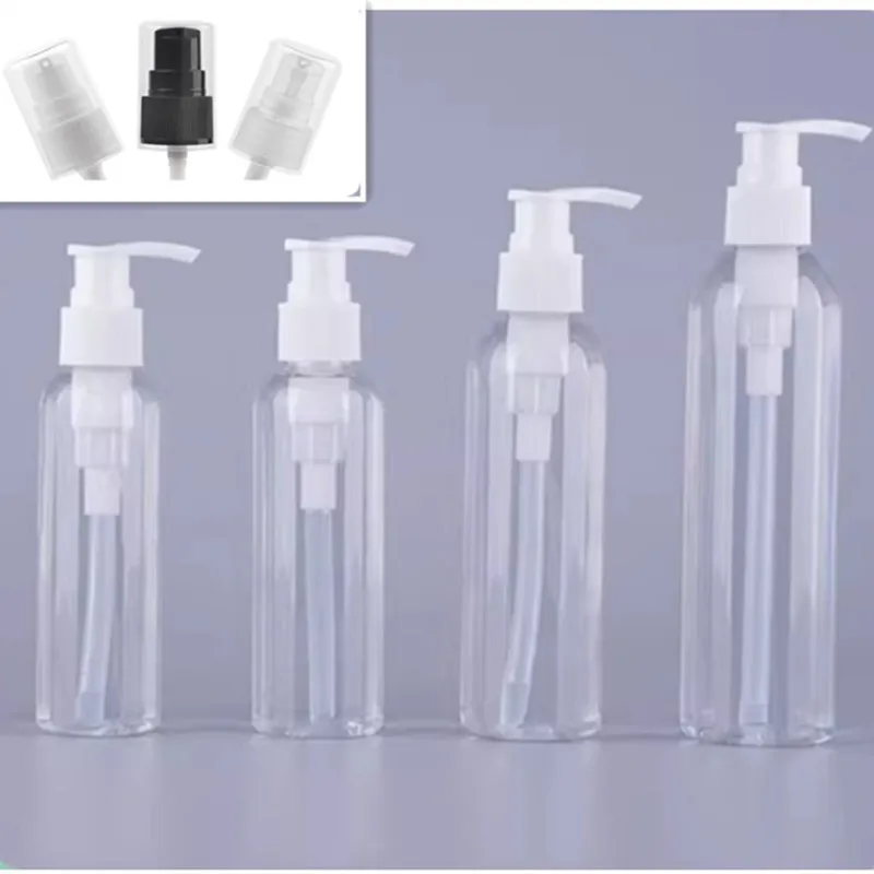 15/30/60/50/100/120/150/200/250/300/500ml  empty plastic round pet bottle with treatment lock pump for lotion travel refillable