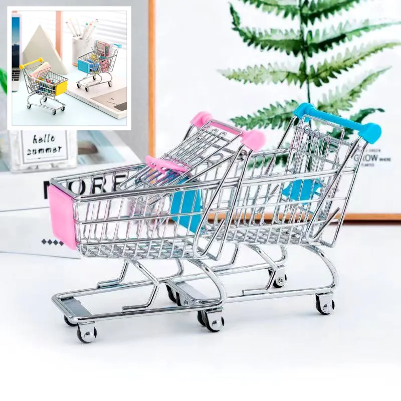 Image of Mini Warenkorb Simulierte Edelstahl Supermarkt Trolley Lagerung Rack Hause Dekoration Desktop Kleine Ornamente geschenke