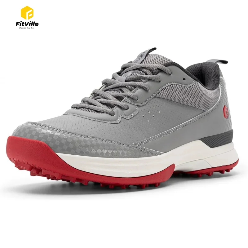 FitVille Wide Golf Shoes Men Professional Outdoor Water Resistant Golf Shoes for Course with Spikes