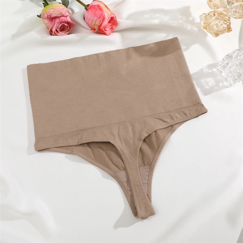 Tanga de cintura alta para mujer, bragas sexis sin costuras, calzoncillos de Bikini sólidos para mujer, ropa interior acogedora con espalda en T, lencería S-XL