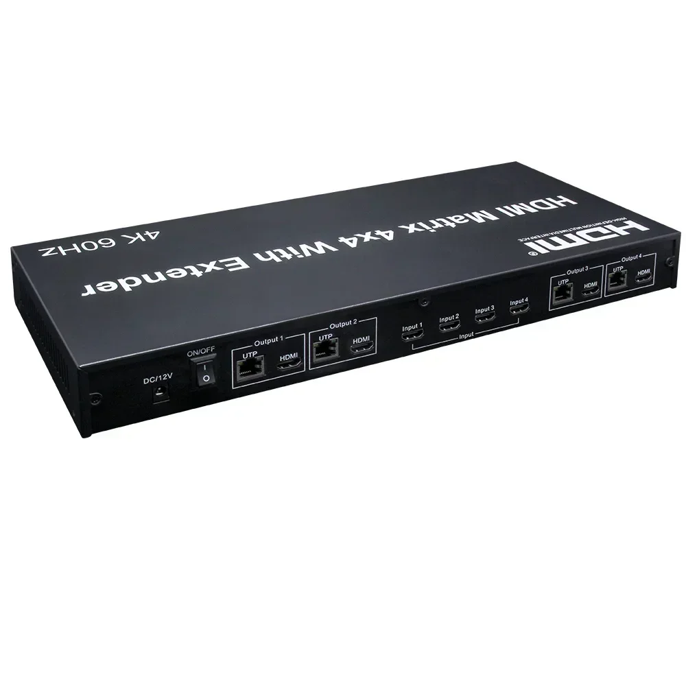 4K 60Hz 4x4 Matrix HDMI2.0 Matrix Extender Via Cat5e Cat6 Rj45 Ethernet Cable Video Switch Splitter 4 in 4 Out 8 Channel Display