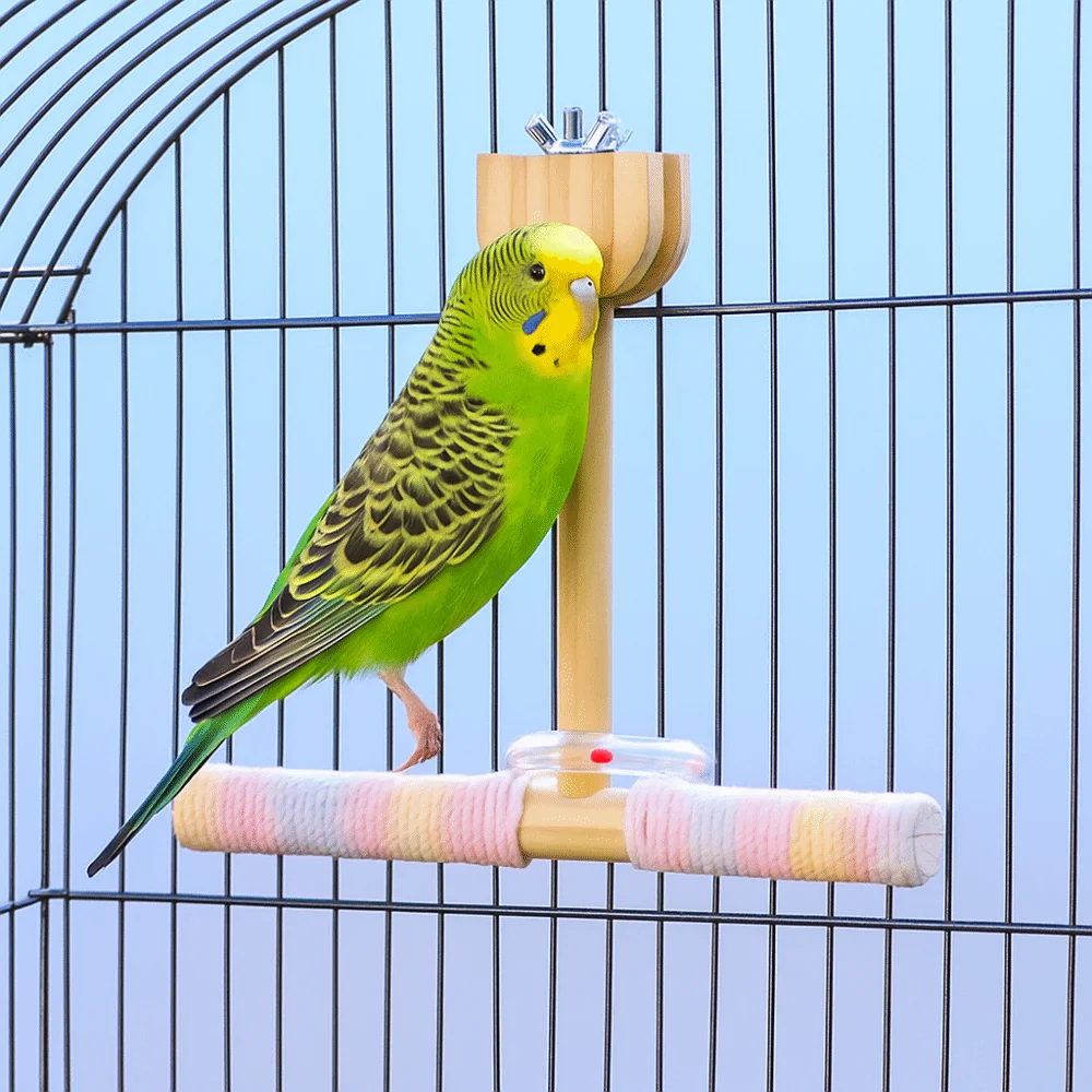 

Bite Resistant Wood Parrot Swing Wear-resistant Sturdy Parrot Swing Pole Comfortable Grip Detachable Bird Cage Decoration