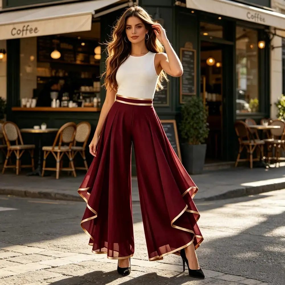 2026 Extra Wide Leg Trousers Women Wide Leg Pants High Waist Elastic Trousers Quick-drying Moisture-wicking Chiffon Summer Layer