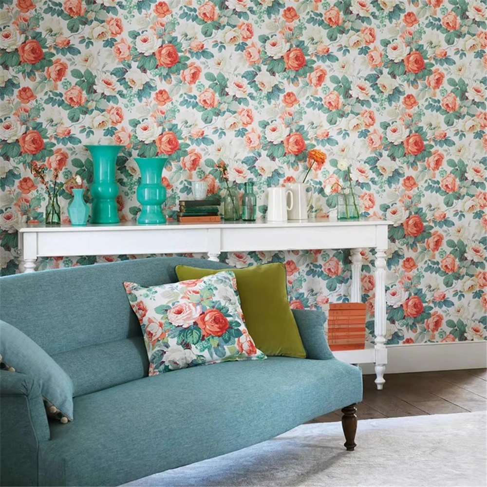 Custom American pastoral mural wallpaper living room sofa dining room peony flower art wall covering TV background wall paper 3D