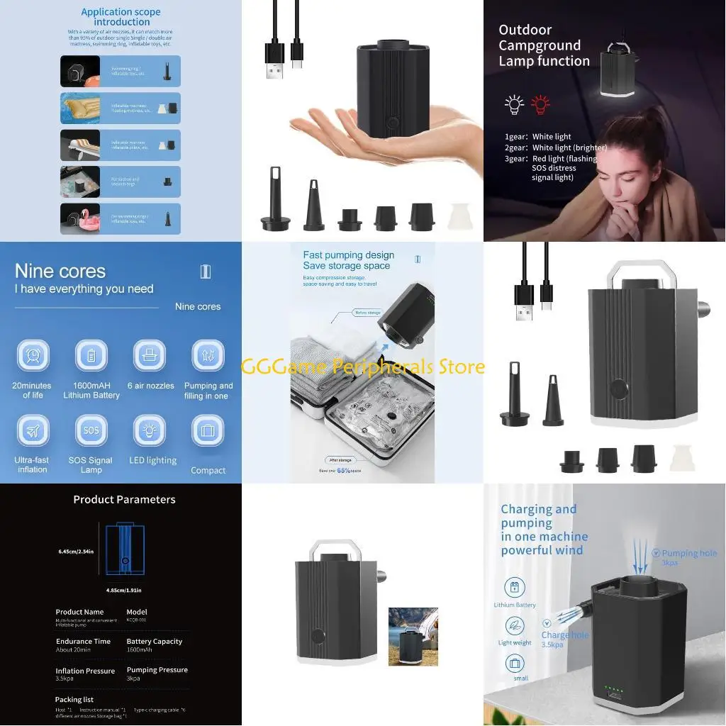 

U55B Electric Vacuum Small Travel Electric for Compression Clothing Luggage Cordless Air Pumps with LED Light