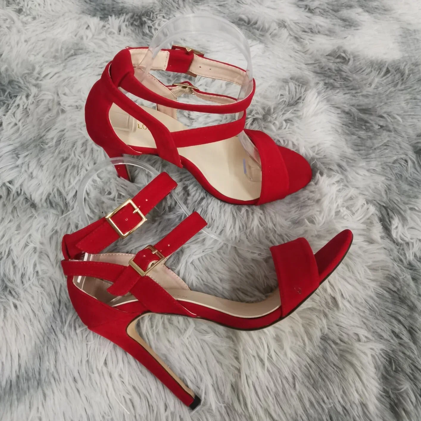 

Women Sandals 2025 Summer Sexy High Heels All-match Fairy Style One Word Buckle Strap Stilettos Red High Heels Wedding Shoes
