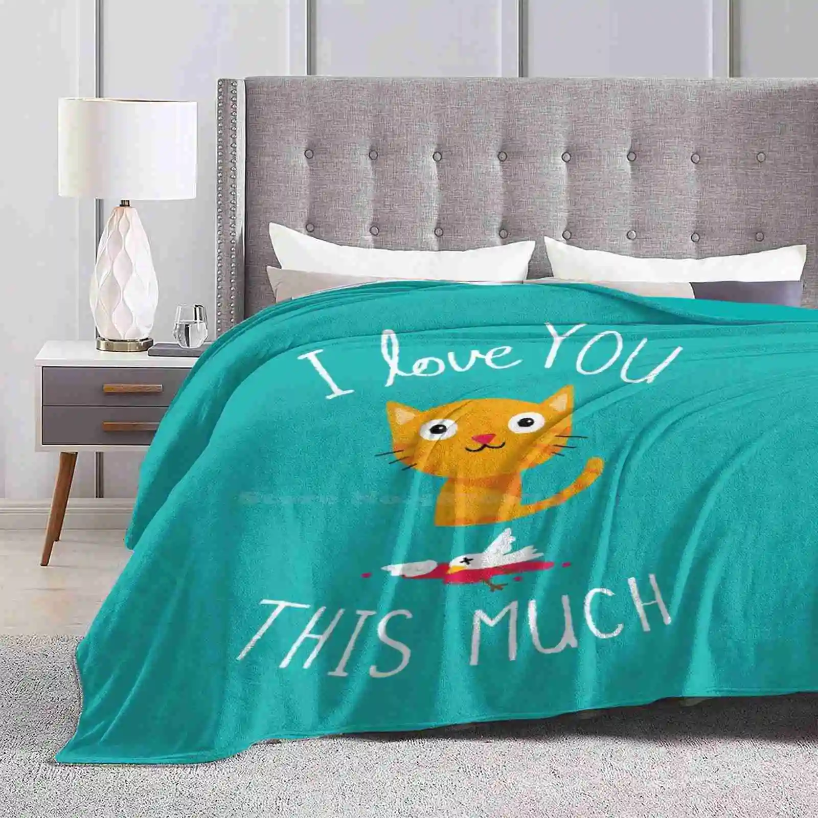 I Love You This Much Hot Sale Printing High Qiality Warm Flannel Blanket Cute Funny Character Cat Bird Love Ewww Goddammit Mr