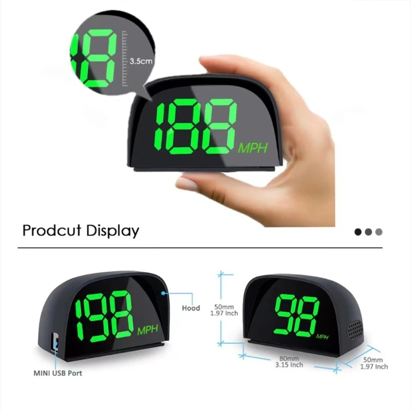 Car HUD Speedometer Digital Speedometer KMH/MPH LED Large Font Display Display Meter Speedometer for Car Trucks SUVs