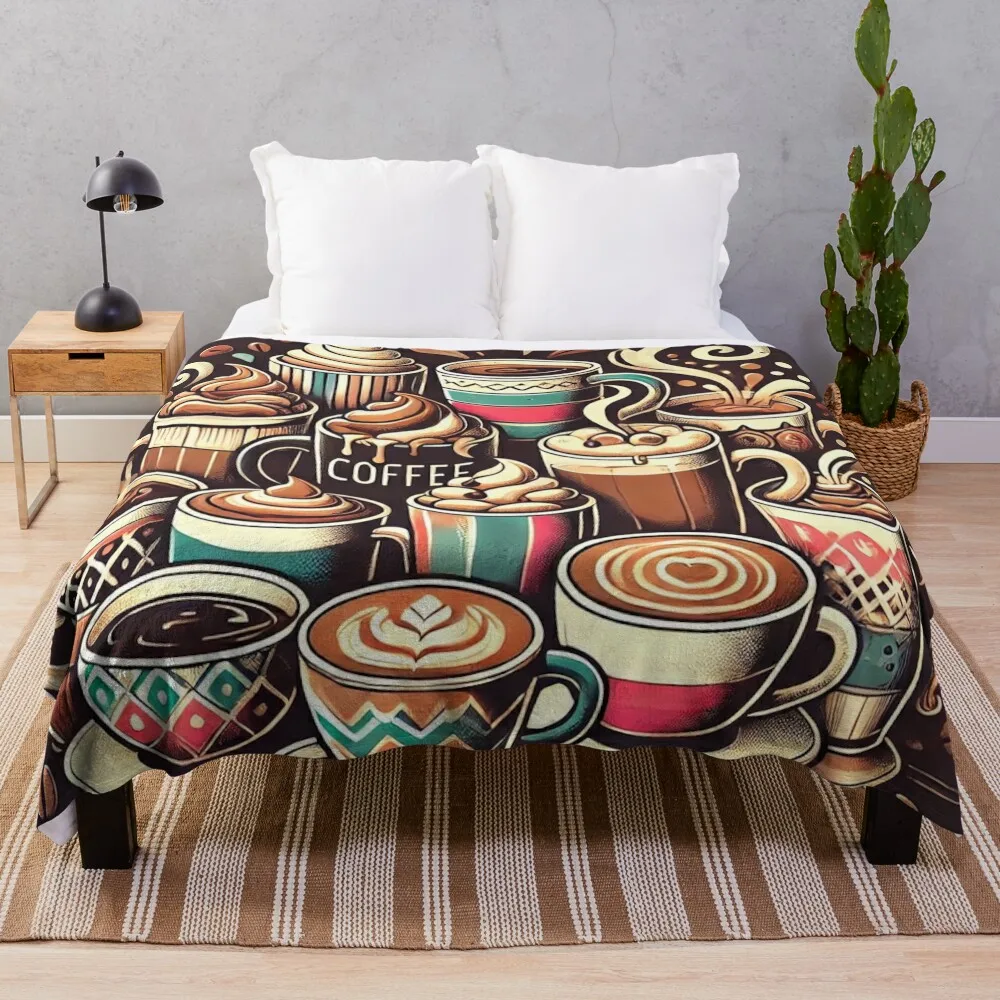 

Coffee Throw Blanket Multi-Purpose Furrys Beautifuls Plaid on the sofa Blankets