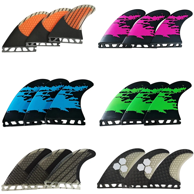 

Tri Fins M Surfboard Fins Set Single Tab Thruster G5 3 Fins Honeycomb Fiberglass Surf Fins For Fish/Shortboard/Funboard