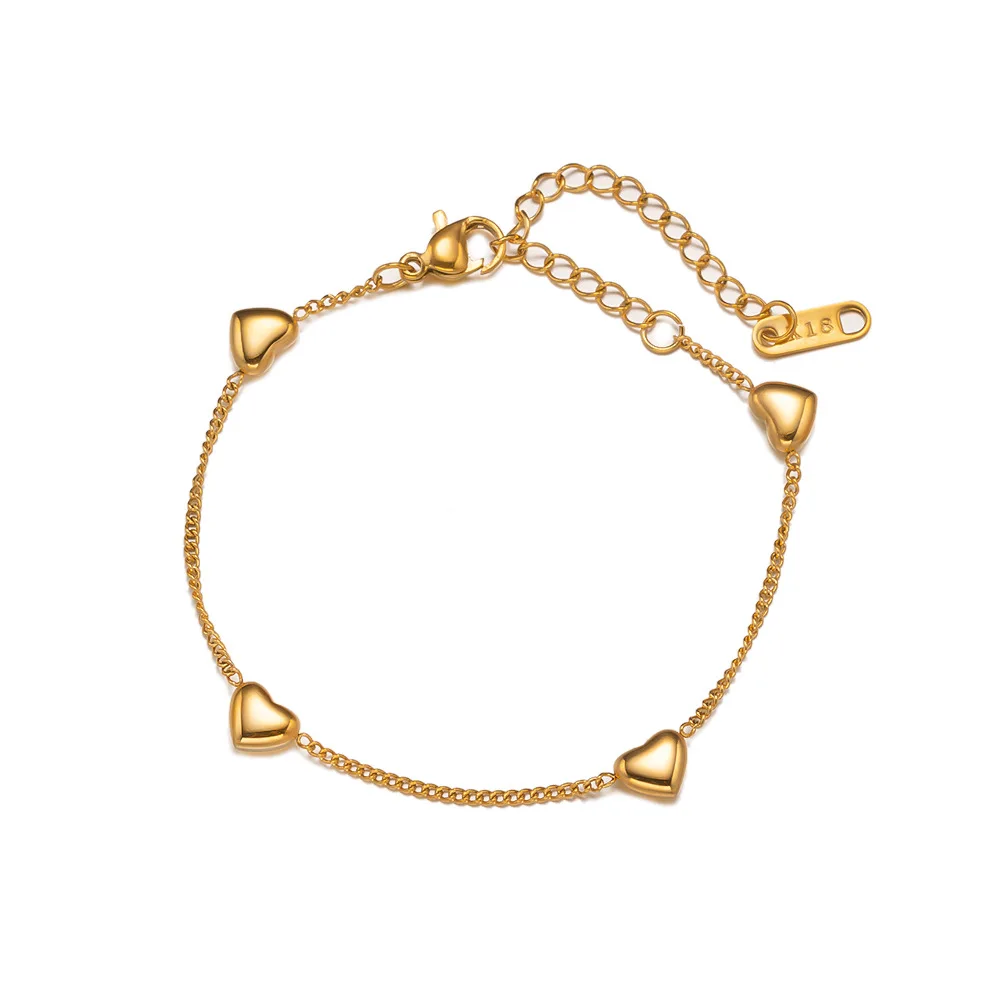 316L Stainless Steel New Fashion Upscale Jewelry Love Heart Shape Charm Chain Bracelets For Women Couple Girl\'s Gift