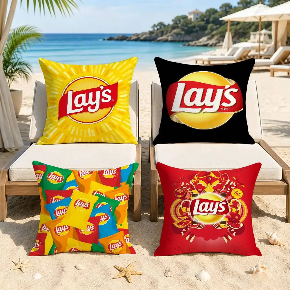 T-rending L-ay's Fun Food   Decorative Pillowcase Square Pillowcase Home Office Decorative Cushion Cover