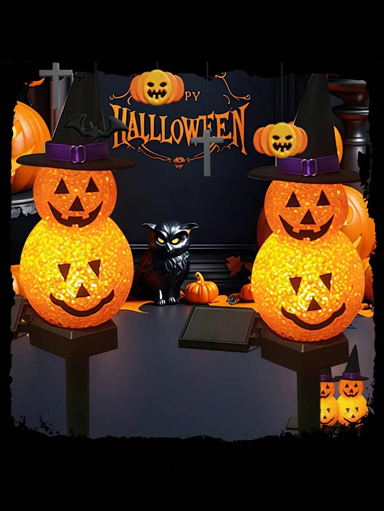 1PC, Halloween Pumpkin Lawn Solar Light, Decorative Light, Suitable for Halloween Outdoor Decoration, Garden, Lawn