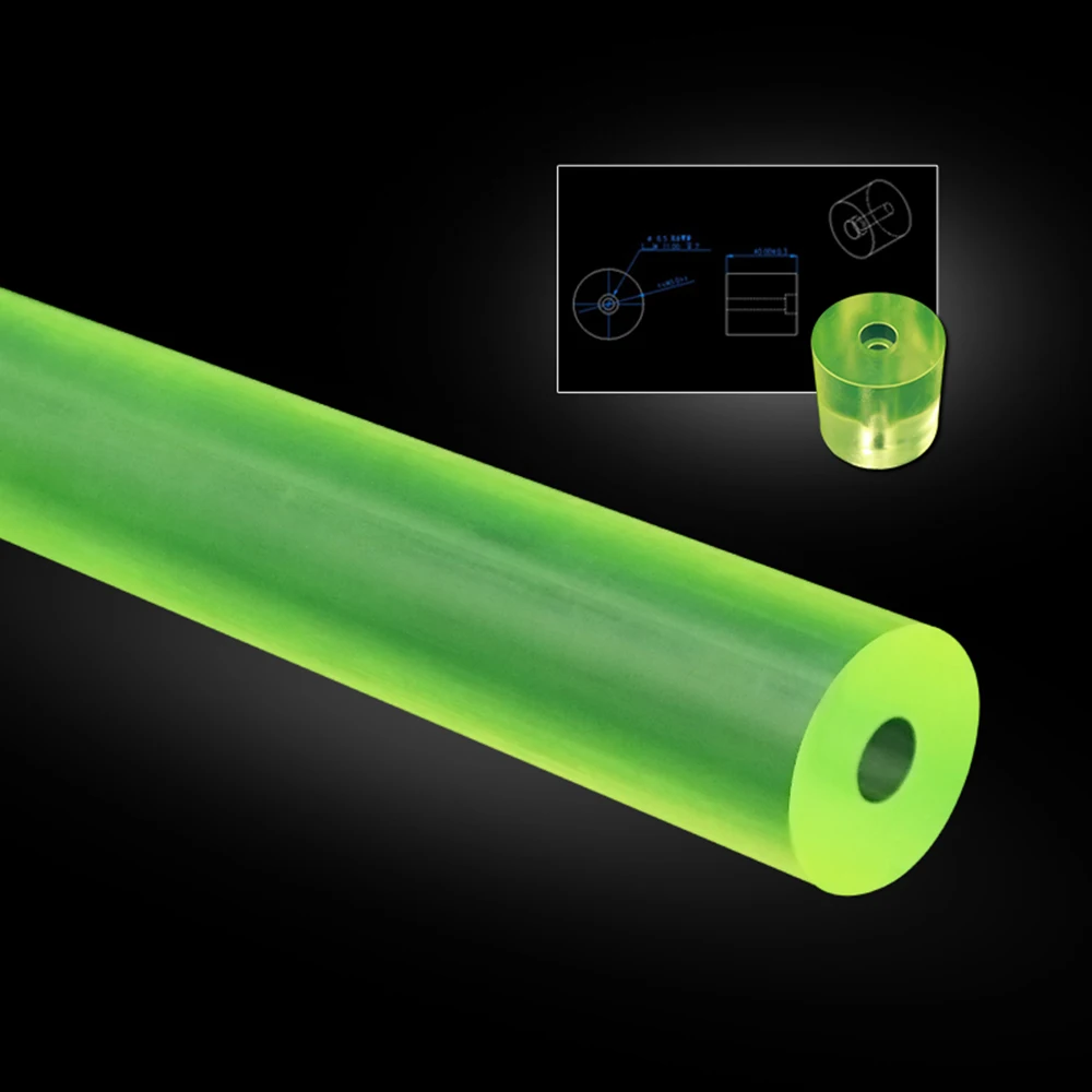 PU Polyurethane Hollow Rod 16/18/20/22/25/30/35/40/45~120mm Urethane Tubes Elastic Rubber Rods Yellow Translucent Plastic Sticks