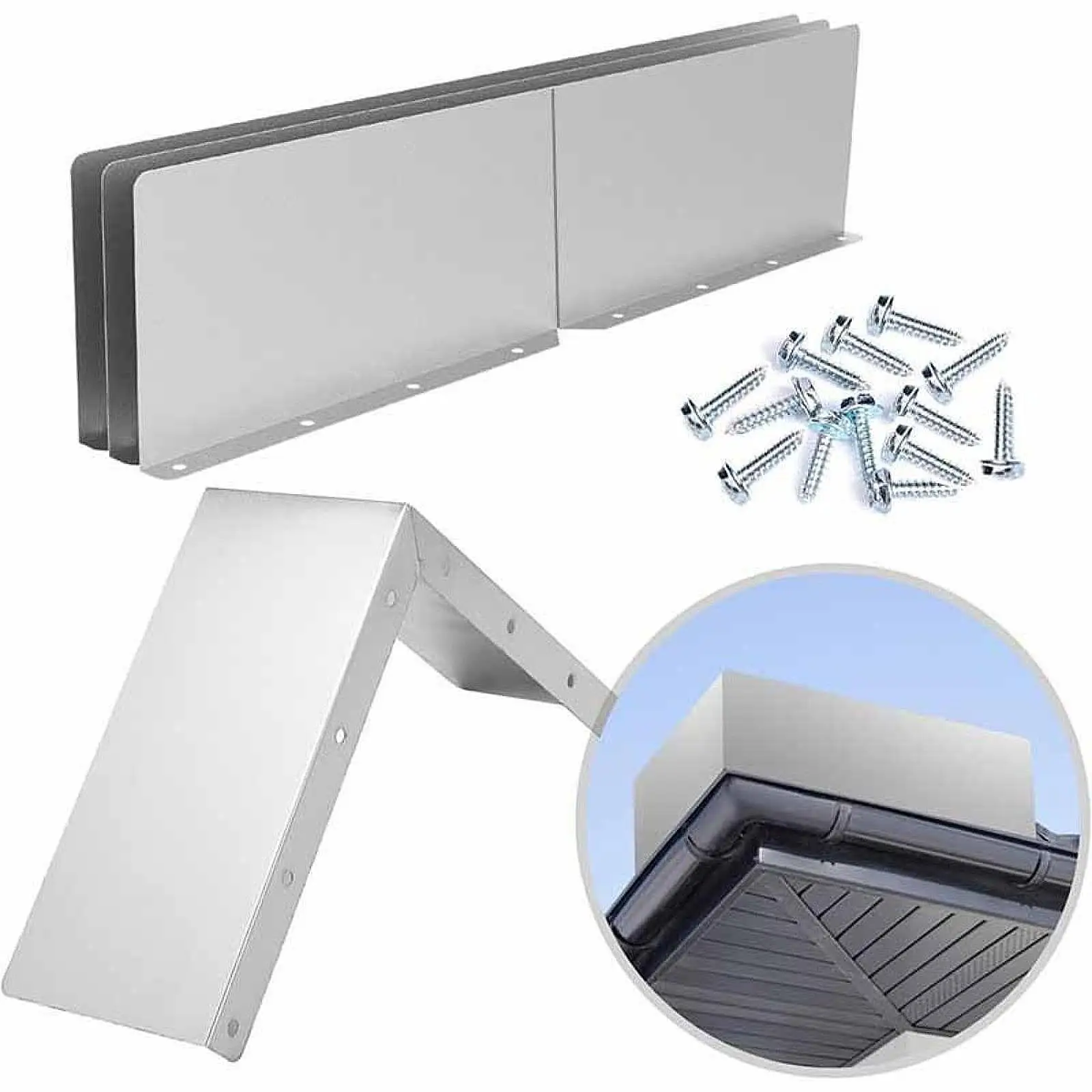 4 Pieces Gutter Valley Splash Guards Aluminum for House Shingle Roofs Corner