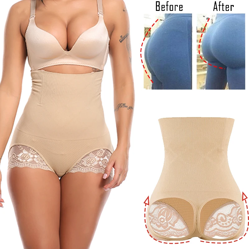 

Women Seamless High Waist Trainer Butt Lifter Panty Tummy Control Underwear Bodyshaper Lace Steel Boned Thigh Slimmer Lingeries