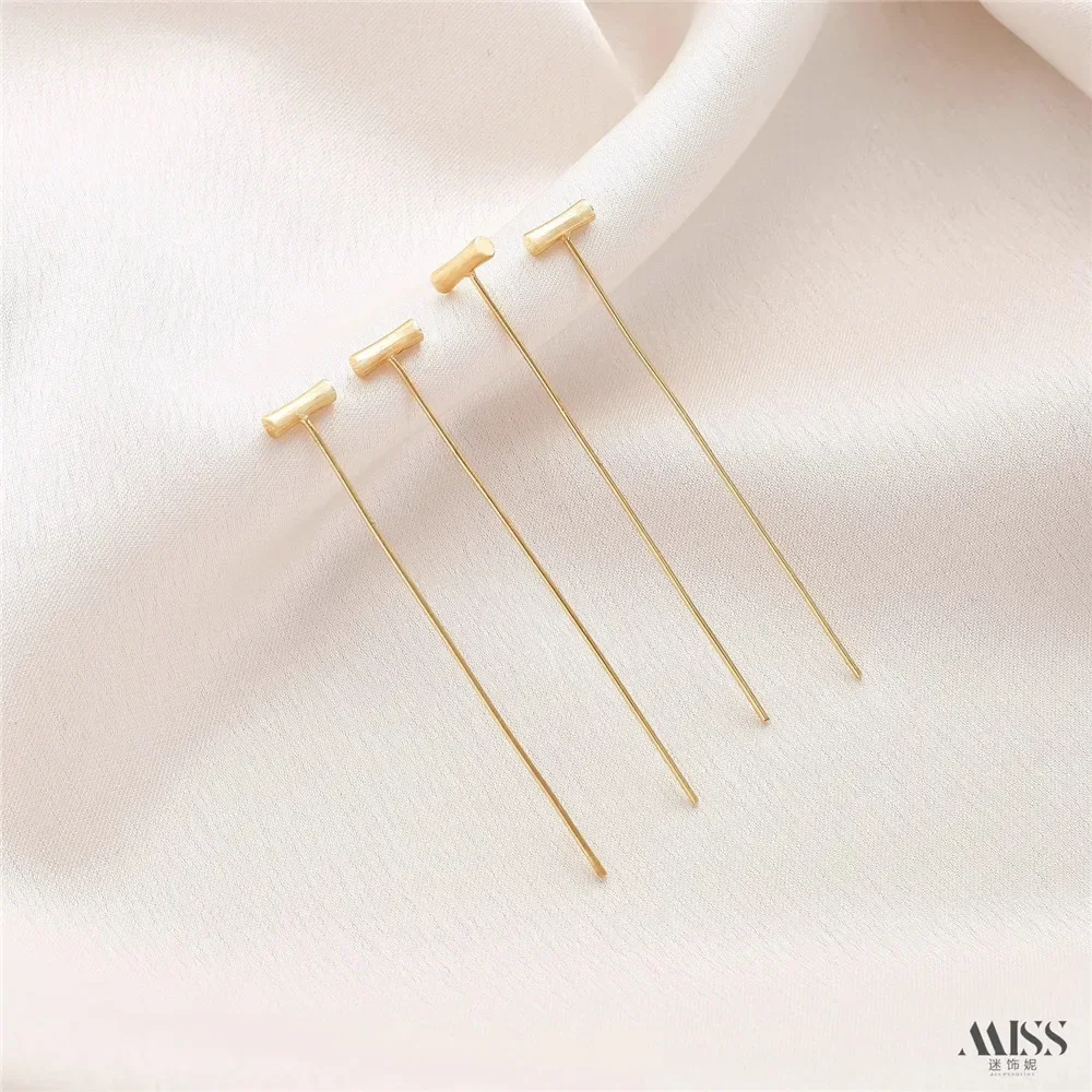 

14K Bag Gold Stick Bamboo Stick Cherry Long DIY Handmade Stud Earrings Ear Jewelry Accessories