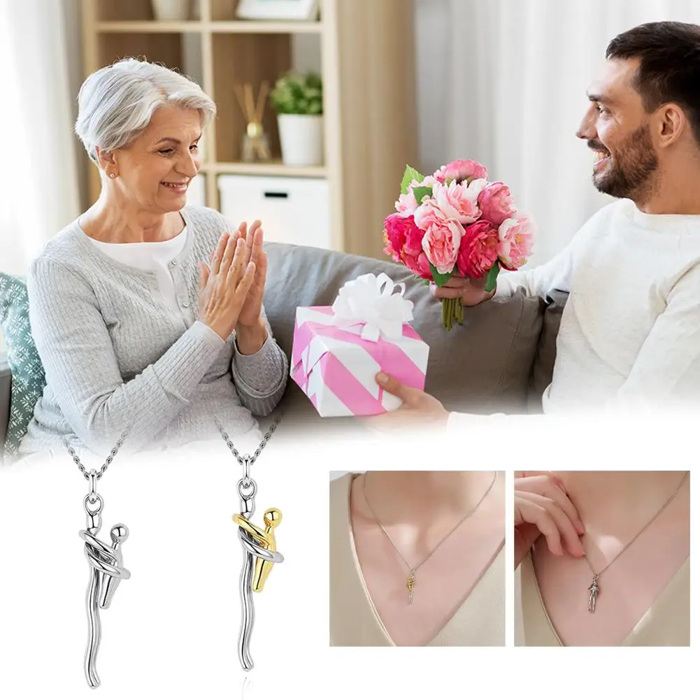 2026 Two-Tones Hug Necklace Detachable Mother And Child Pendant for Women Men Mother's Day Father's Day Commemorative Gifts