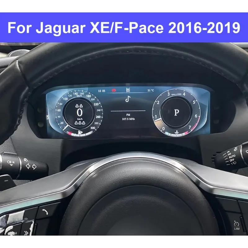 12.3'' Car Digital Cluster for Jaguar XE F-Pace 2016-2019 Speedometer Virtual Car Cockpit LCD Dashboard Multimedia Linux
