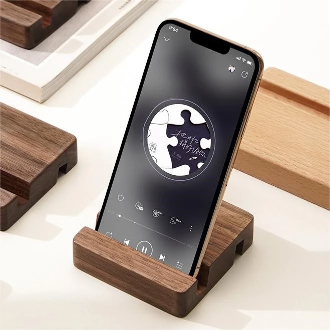 Uchwyt na telefon wykonany z drewna bukowego z czarnego orzecha do prostego uchwyt na Tablet biurkowego z naturalnego drewna kreatywna podstawa telefonu komórkowego solidna
