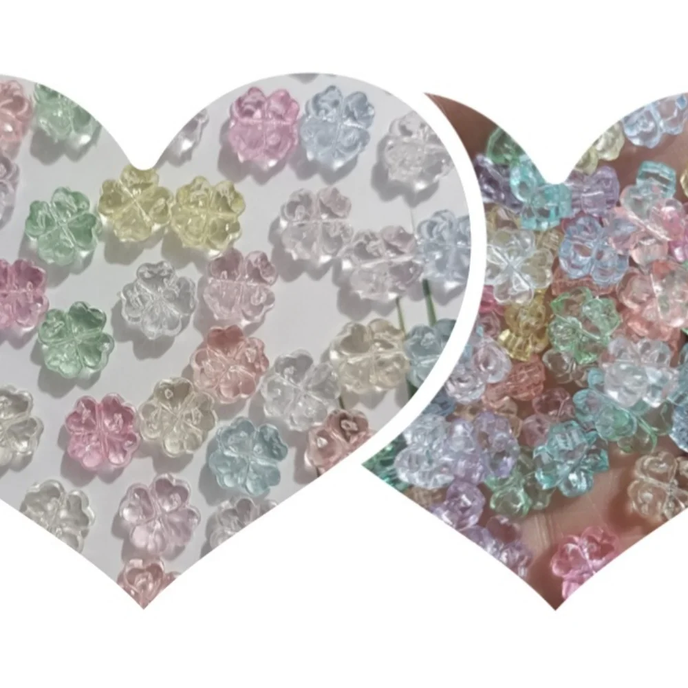 32 Stück/Packung Kleeblatt, Transparent, Blumen, Flach, Schmuckzubehör, DIY, Anhänger, Schmuckherstellungszubehör – Detail 4