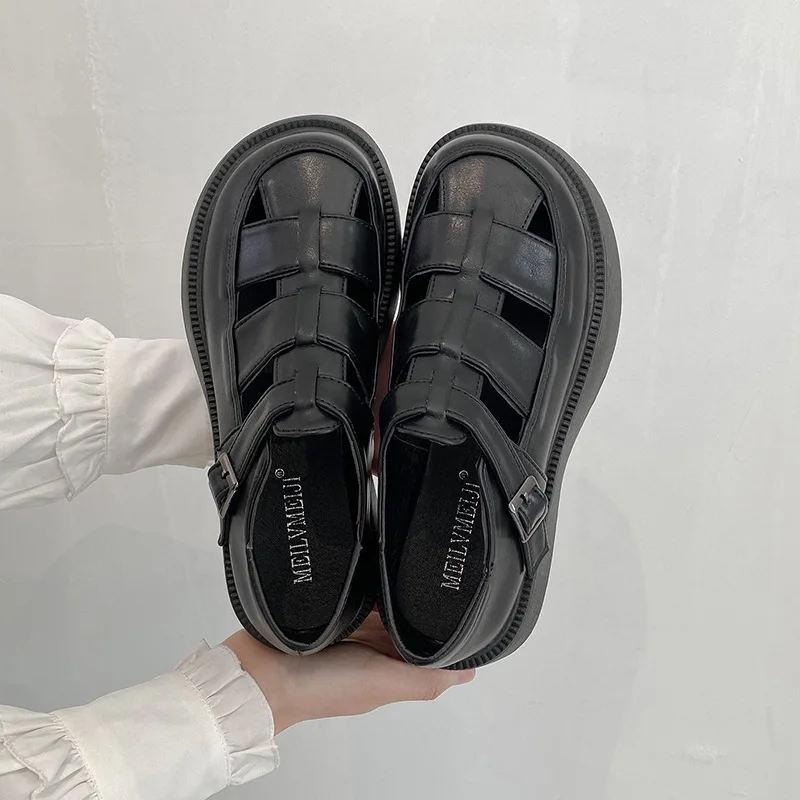 Summer Shoes Ladies Female Footwear All-Match Clogs Platform 2023 Dress Creepers New Spring Rome PU Med Basic Summer Shoes Ladie