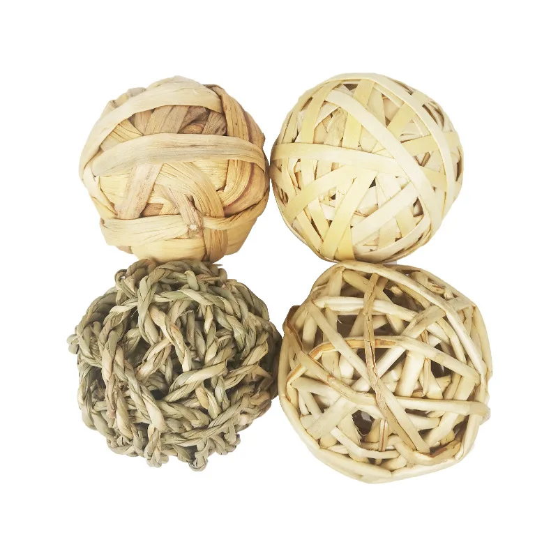 

1pcs Chewing Braided Ball Guinea Pig Rabbit Hamster Small Animal Play Pet Interactive Chew Toy Natural Grass Ball Fun Pet Toy