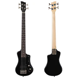 4 String Mini Electric Bass Guitar 39 Inch Bass Guitar High Gloss Black Color Full Basswood Body 760mm scale