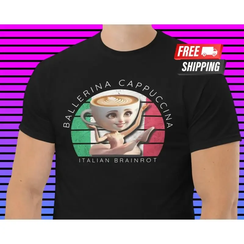 Ballerina Cappuccina Shirt 90s Bootleg Rap Funny Coffee Meme Italian Brainrot