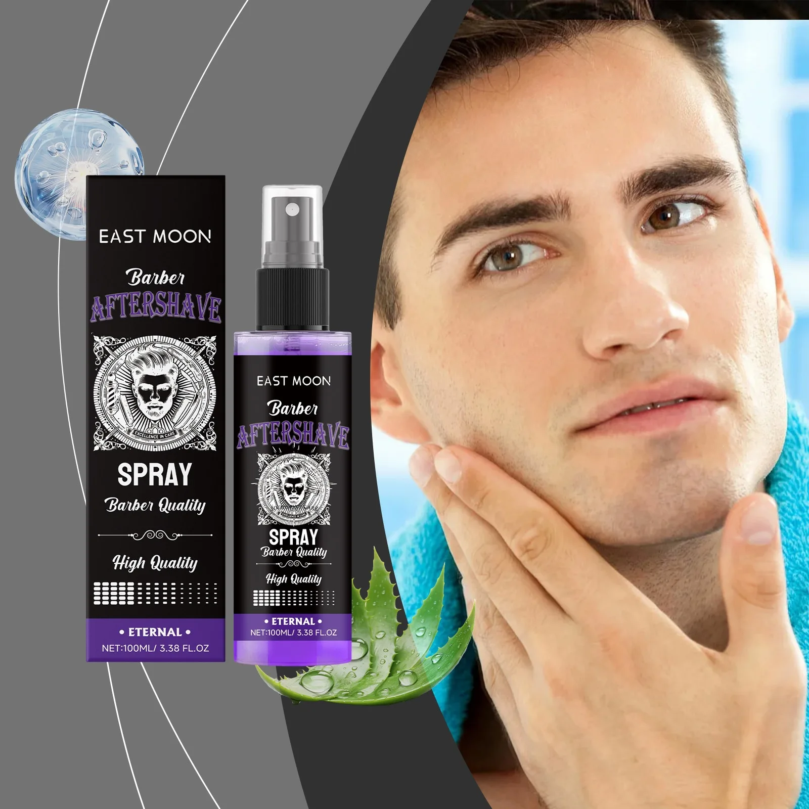 Aftershave Fragrance Spray, Men's Beard Gentle Cleansing Nourishing Moisturizing Refreshing