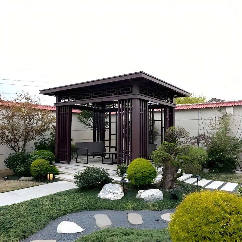 Wind-Resistant Anti-Corrosion New Chinese-style Aluminum Alloy Pavilion Solar Powered Double Tempered Double Glazed Low-E Glass