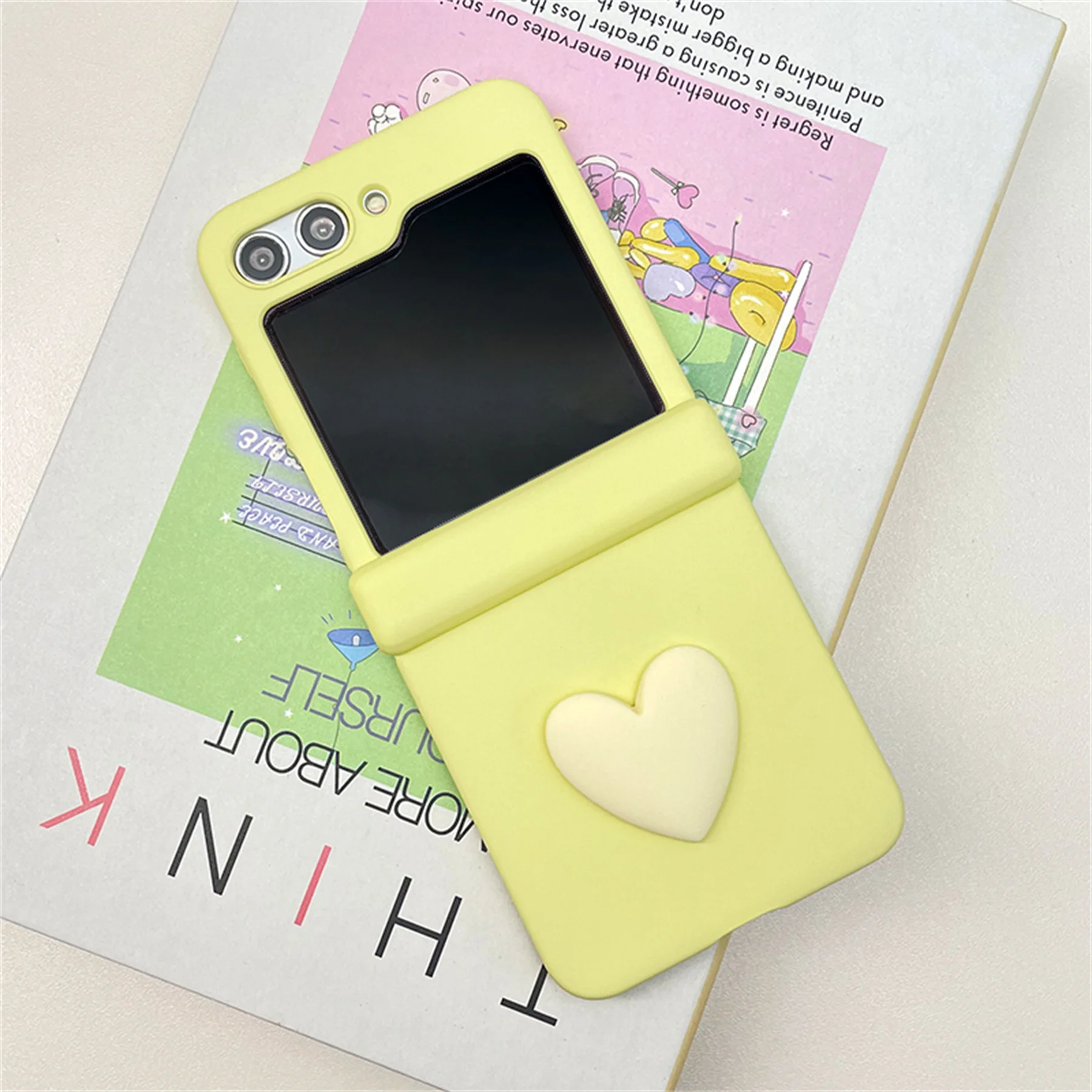 Luxury Candy Color 3D Love Heart Solid Color Case for Motorola Moto Razr 60 50 40 Ultra Razr Plus 2025 2024 2023 Portable Cover