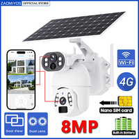 ZAOMIYOS 4K 4G Wireless Solar Camera 8MP WiFi Dual Lens Zoom With Solar Panel Human/Animal Detection PTZ Security Cam