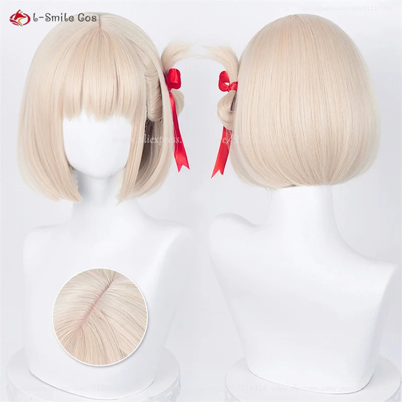 

Nishikigi Chisato Cosplay Wig 30cm Light Golden Wigs For Women Cosplay Wig Heat Resistant Synthetic Hair Halloween Christmas