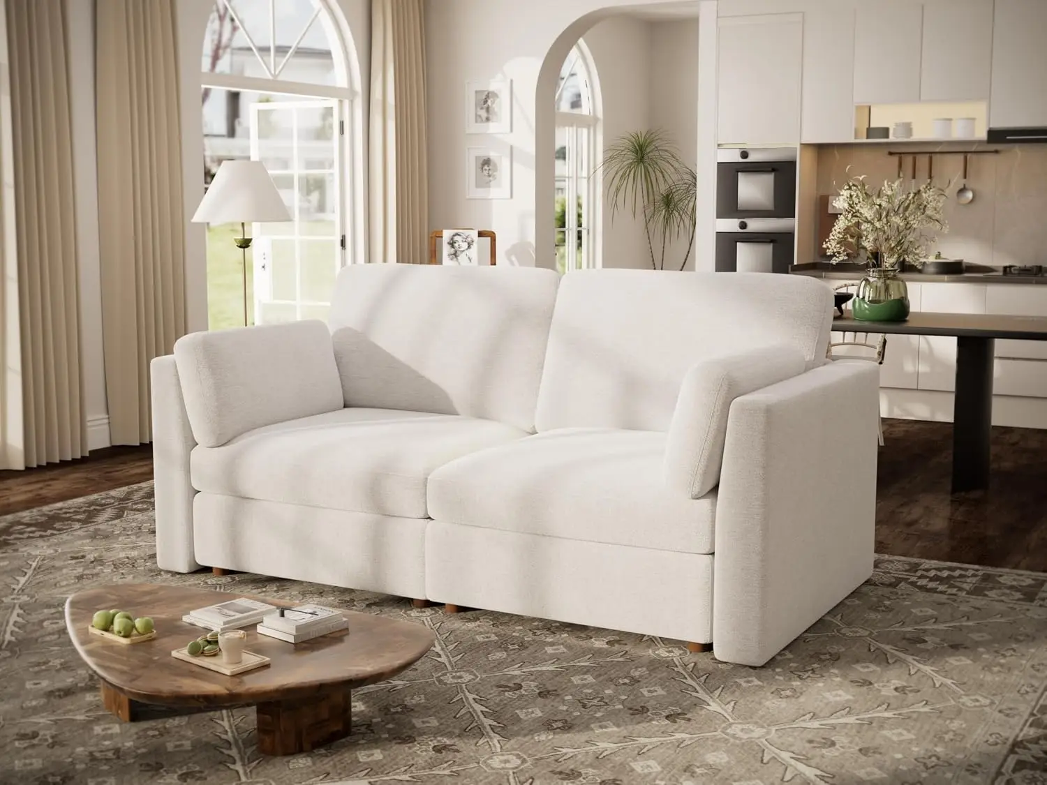 Oversized Modular Sectional Sofa, Cloud Style, White, Living Room, Customized