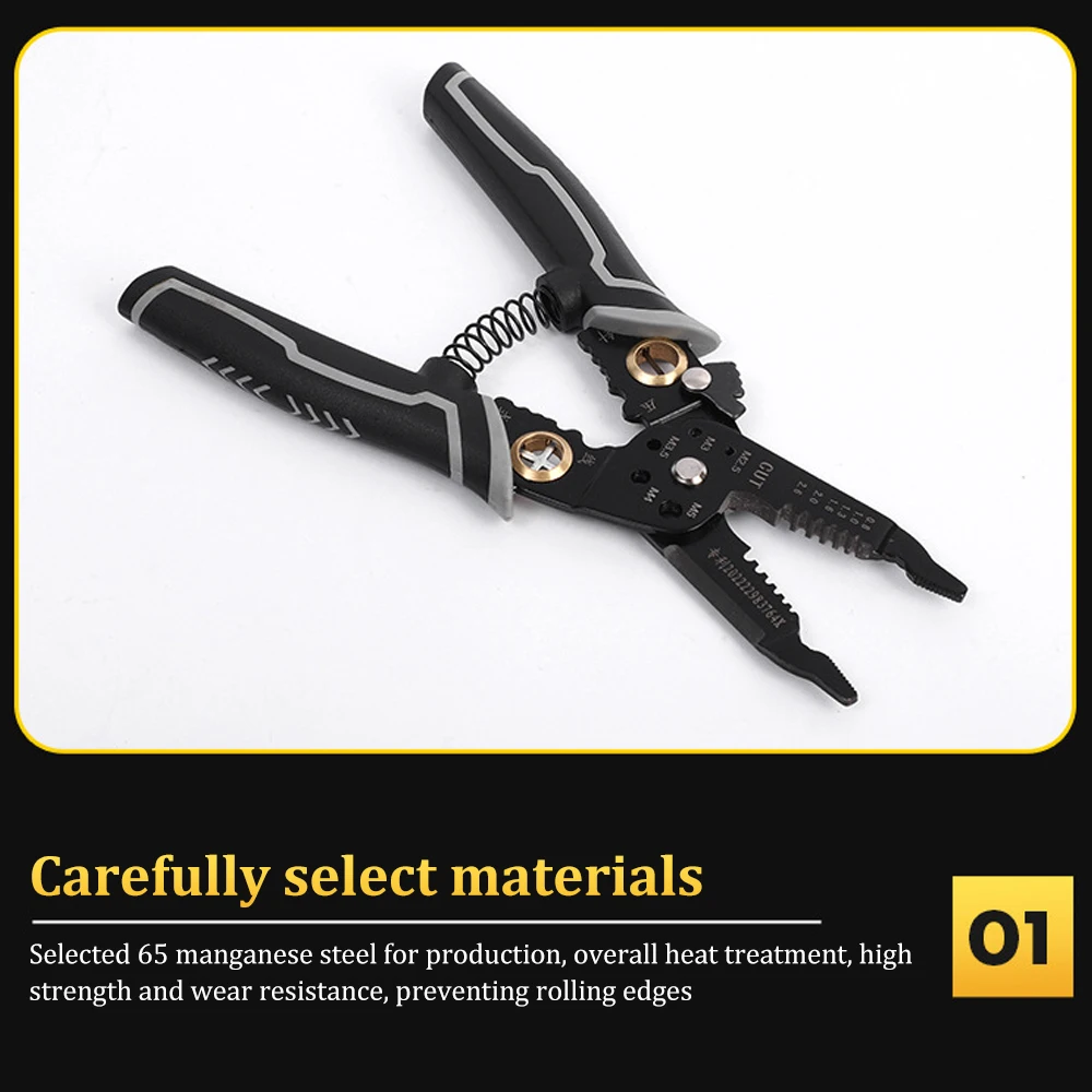 Multifunctional Electrician Pliers TPR Carbon Steel Crimping Stripping Pliers Wire Stripper Cable Cutter Terminal Crimping Hand