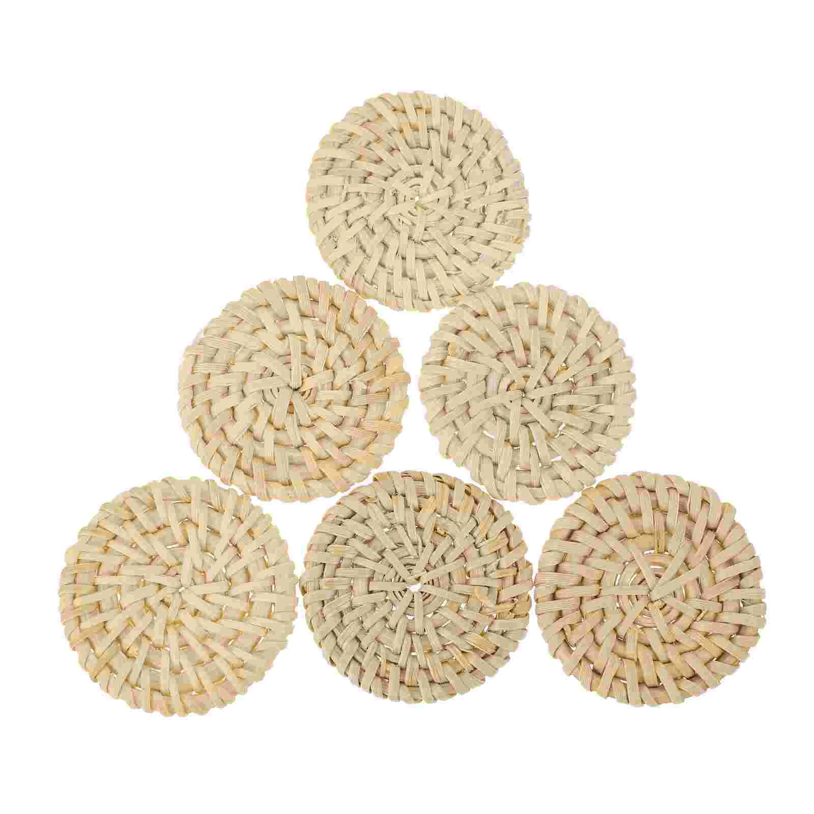 

6 Pcs Bohemian Jewelry Earring Accessories Decorative Round Ornaments DIY Pendants Rattan Weaving