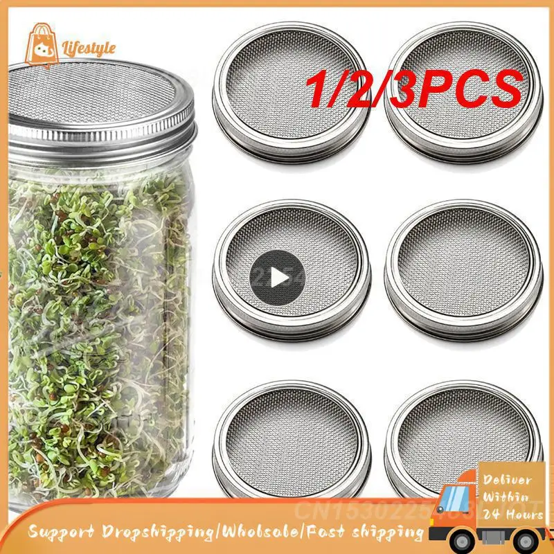 1/2/3PCS Seed Sprouting Germinator Accessories Stainless Steel Sprouting Mason Jar Lids Garden Sprouter Germination Cover