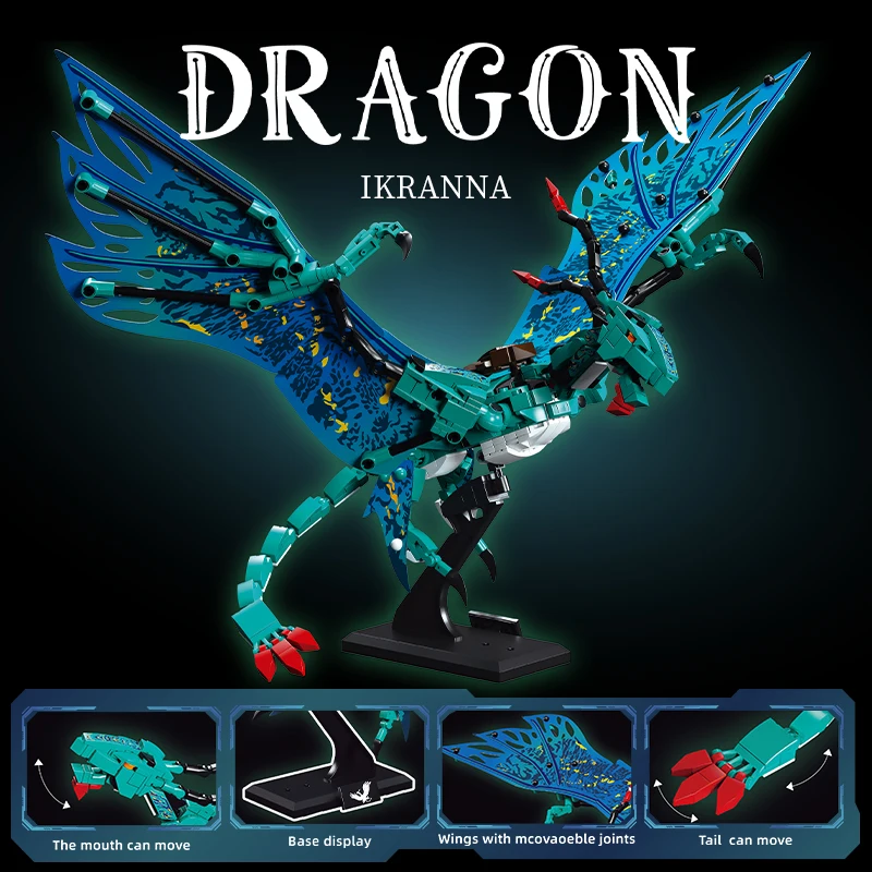

Creative Dragon Model Building Blocks Toy Whale Movie Fish Dinosaur Animal DIY Assembly Bricks Education Toys for Kids Boys Gift